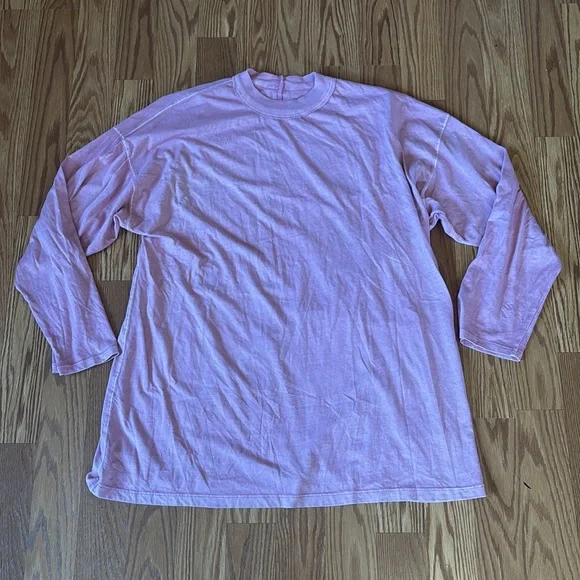 Free People We The Free Long Sleeve  Mock Neck Pink Oversized T Shirt Size Large - Picture 9 of 12
